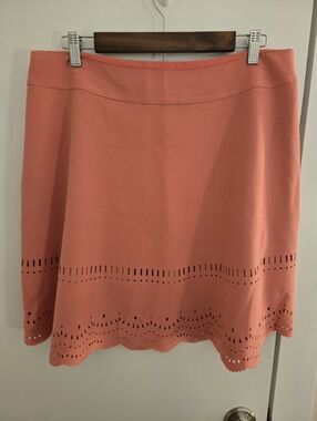 LOFT Coral A-Line Eyelet Skirt